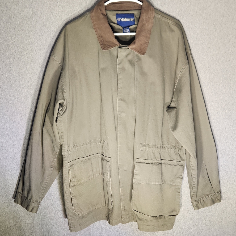 Holloway Womens Large Barn Coat Chore Field Jacket Olive Green Workwear Leather
